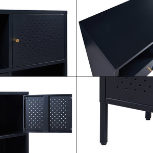 Credenza Comò Janakkala in Acciaio 80 x 35 x 80 cm - Nero [en.casa]