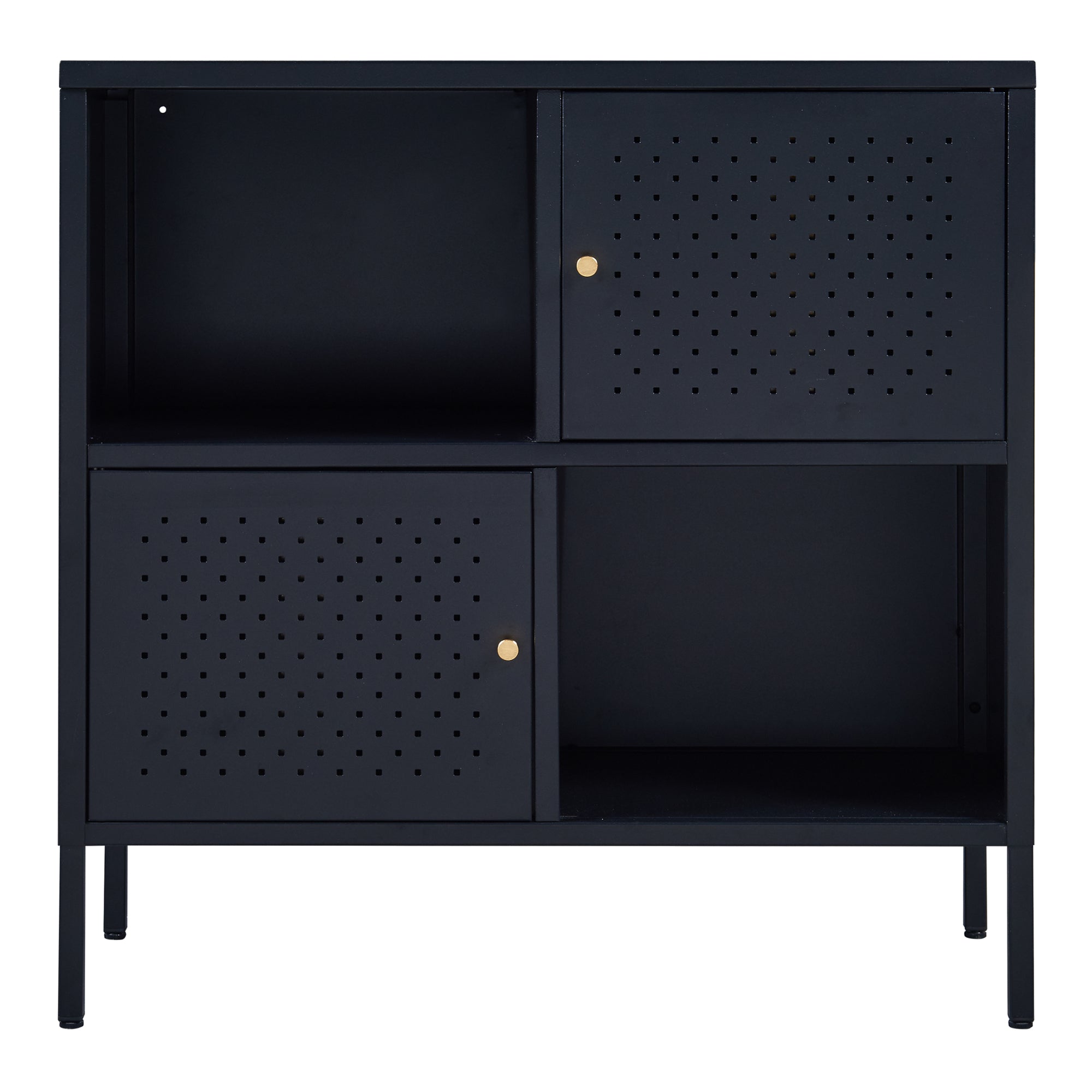 Credenza Comò Janakkala in Acciaio 80 x 35 x 80 cm - Nero [en.casa]