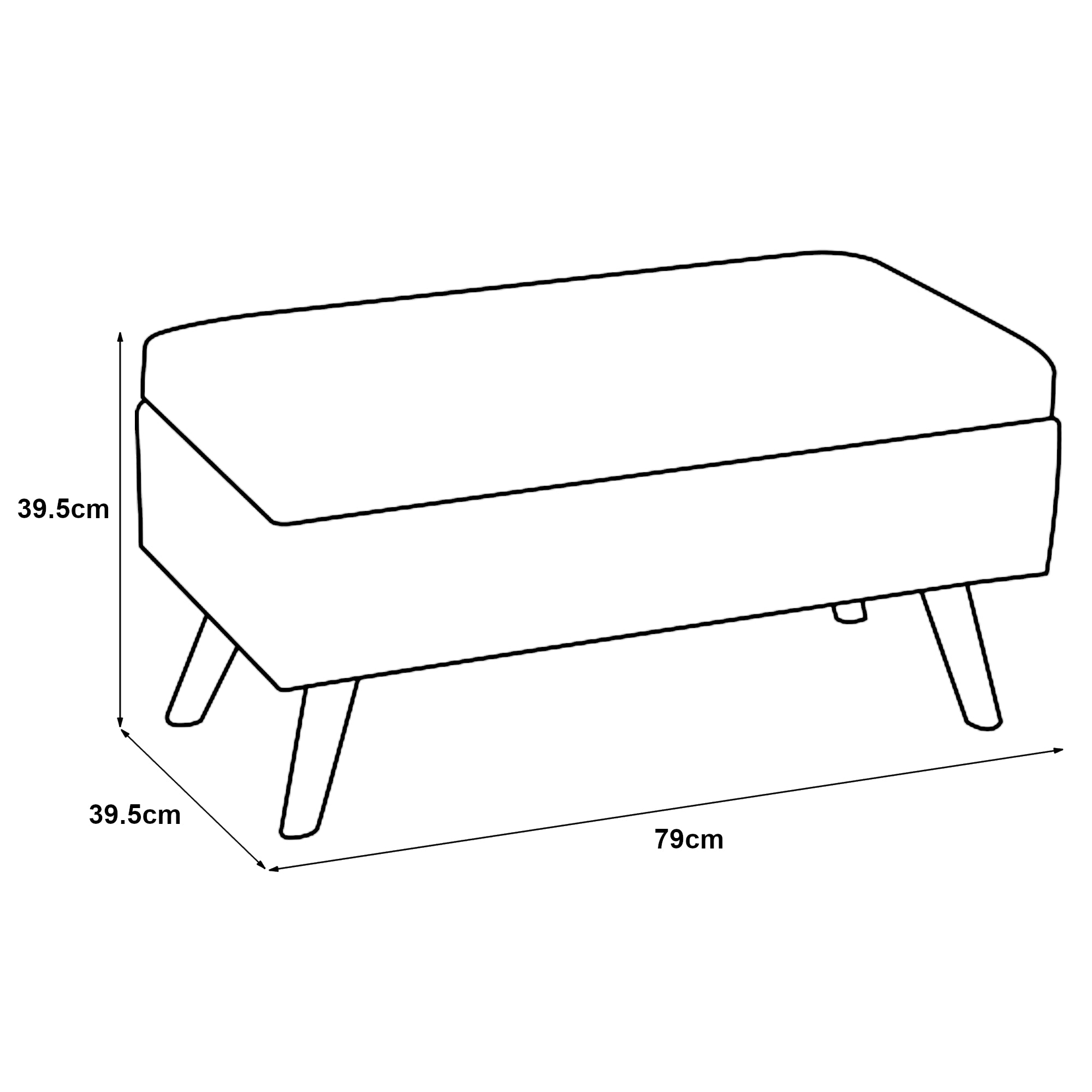 Panca Contenitore Salford Cassapanca Fondoletto 79 x 39,5 x 39,5 cm Nero [en.casa]