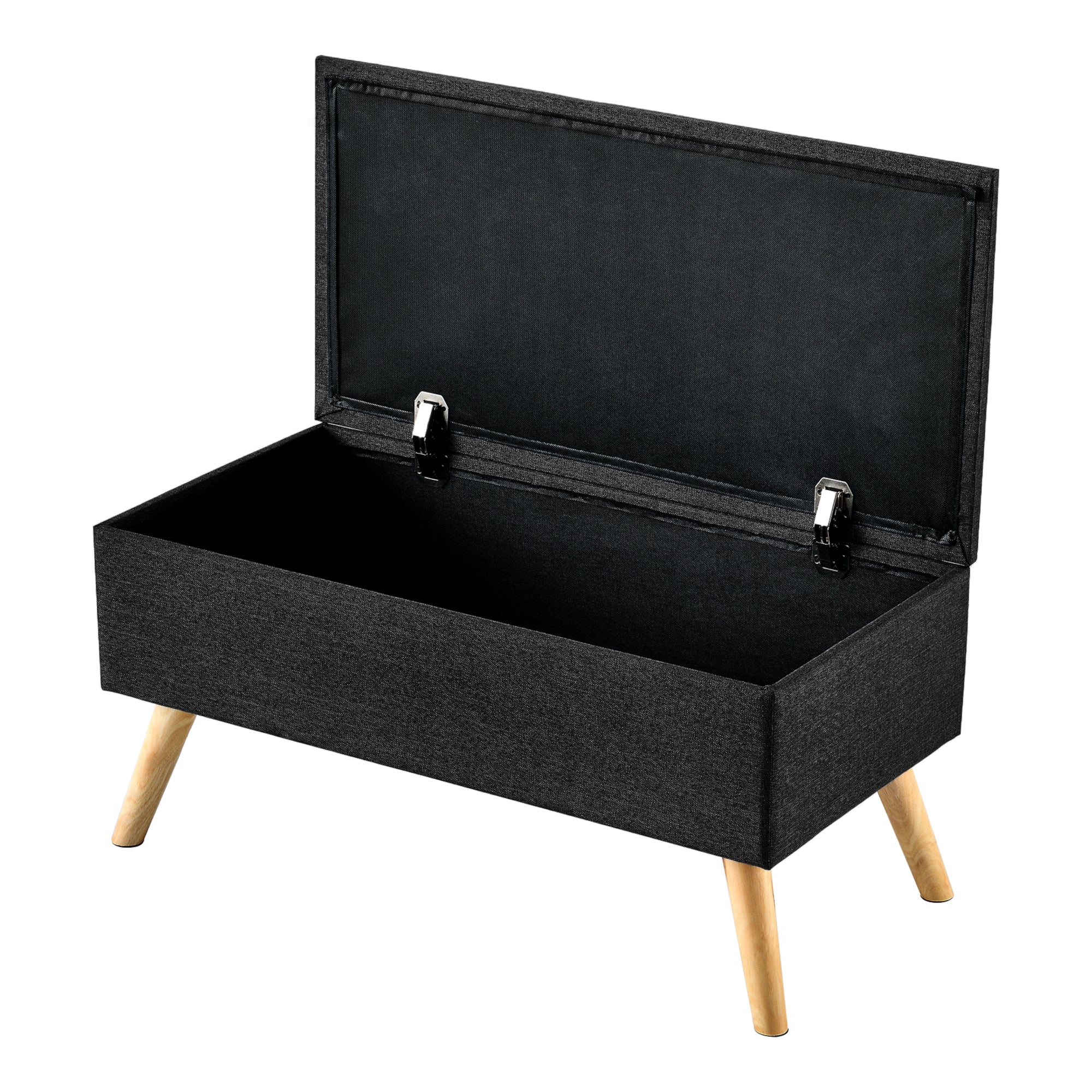 Panca Contenitore Salford Cassapanca Fondoletto 79 x 39,5 x 39,5 cm Nero [en.casa]