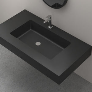 Ogomondo top lavabo sospeso in materiale marmo resina finitura liscia *** misure 100x46x15 cm, tinta antracite, confe...