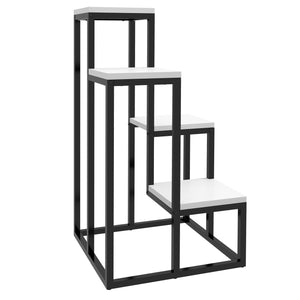 Scaffale per Piante a 4 Livelli 34x34x70 cm in Acciaio e Legno Bianco e Nero