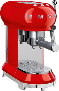 Smeg, macchina da caffè espresso manuale ecf01rdeu, cappuccino system, thermoblock, alloggiamento tazze grandi e funzione caffè doppio, serbatoio acqua da 1 l, dimensioni compatte, 1350w, rosso