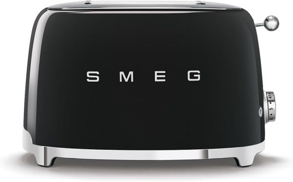 Smeg, tostapane 2x2 tsf01bleu, 2 scomparti da 36mm, 6 livelli di doratura, funzione riscaldamento, scongelamento e bagel, espulsione automatica del pane, cassetto raccoglibriciole, 950w, nero