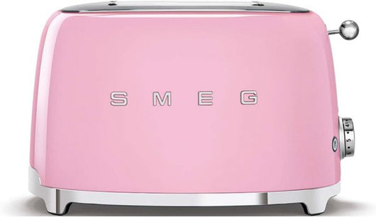 Smeg, tostapane 2x2 tsf01pkeu, 2 scomparti da 36mm, 6 livelli di doratura, funzione riscaldamento, scongelamento e bagel, espulsione automatica del pane, cassetto raccoglibriciole, 950w, rosa