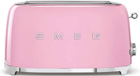 Smeg, tostapane 2x4 tsf02pkeu, 2 scomparti da 36mm, 6 livelli di doratura, funzione riscaldamento, scongelamento e bagel, espulsione automatica del pane, cassetto raccoglibriciole, 1500w, rosa