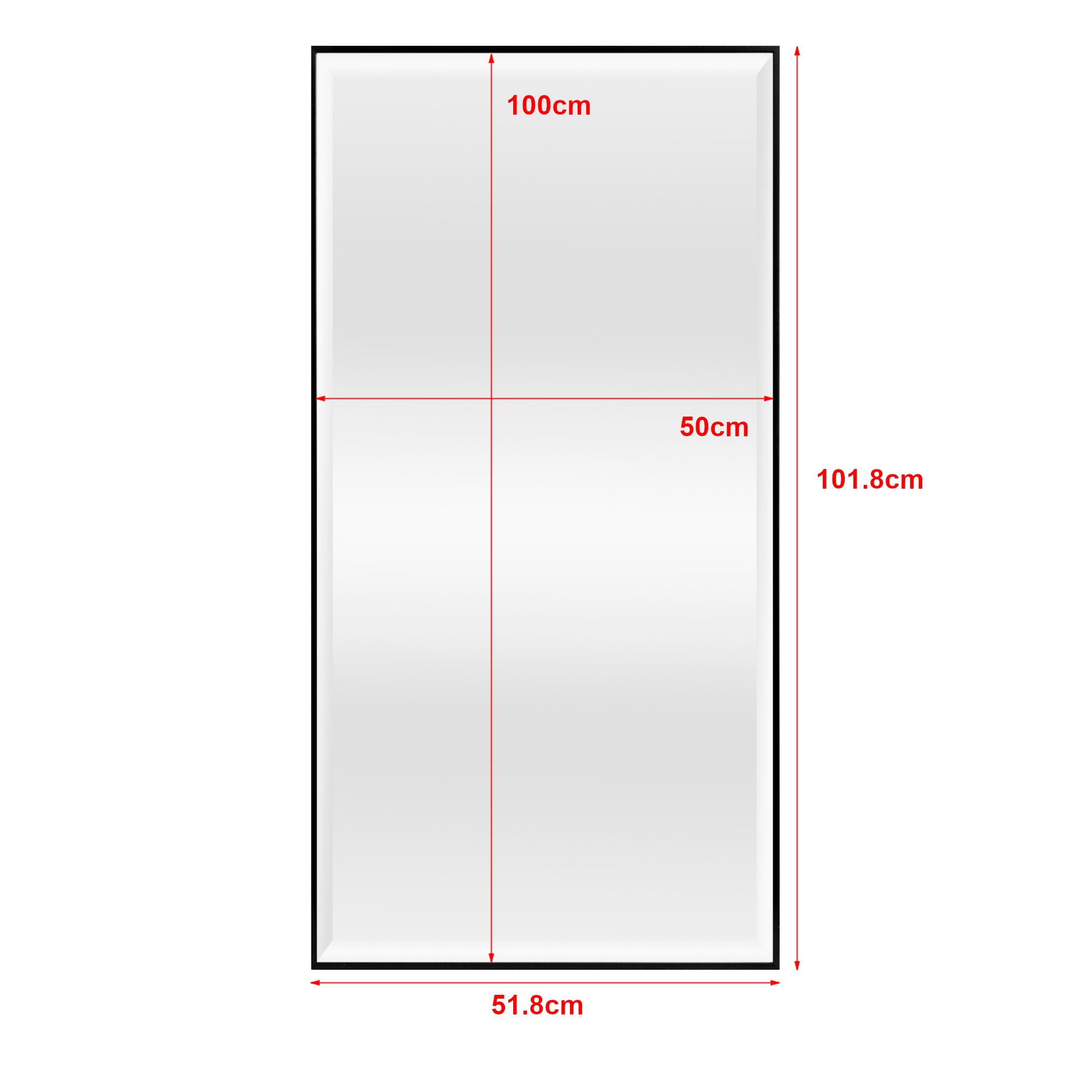 Specchio da Parete Novoli a Taglio Sfaccettato 50 x 100 cm Nero [en.casa]