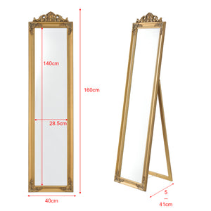 Specchio da Terra Arezzo a Figura Intera 160 x 40 cm Cornice in Eucalipto - Dorata [en.casa]