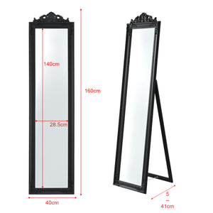 Specchio da Terra Arezzo a Figura Intera 160 x 40 cm Cornice in Eucalipto - Nero [en.casa]