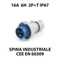 Spina Industriale CEE 3 Poli 16A 6H 220-250V 2P+T IP67