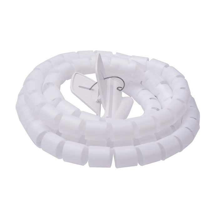 Spirale Avvolgi Cavo Flessibile Guaina Raccogli Organizzer Cavi Fermaglio Guidafilo Incluso 1,8M D25mm Bianco