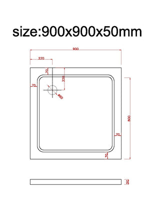 Piatto Doccia Ribassato Quadrato In Abs H 5cm Con Piletta Inclusa 90x90 