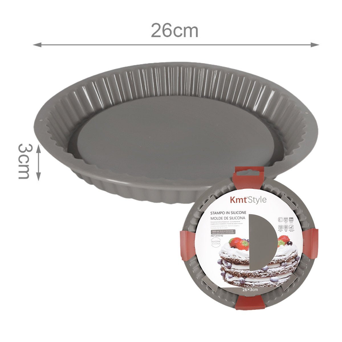 Stampo in Silicone Multiuso per la Torta Antiaderente TermoresistenteDiametro 26cm Altezza 3cm Modello N