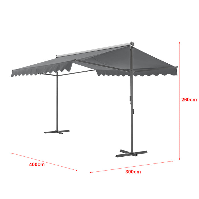 Tenda da sole Autoportante 'Selenizza' (Lu x La x A) 400 x 300 x 260 cm Inclinazione Tenda Regolabile - Grigio Scuro