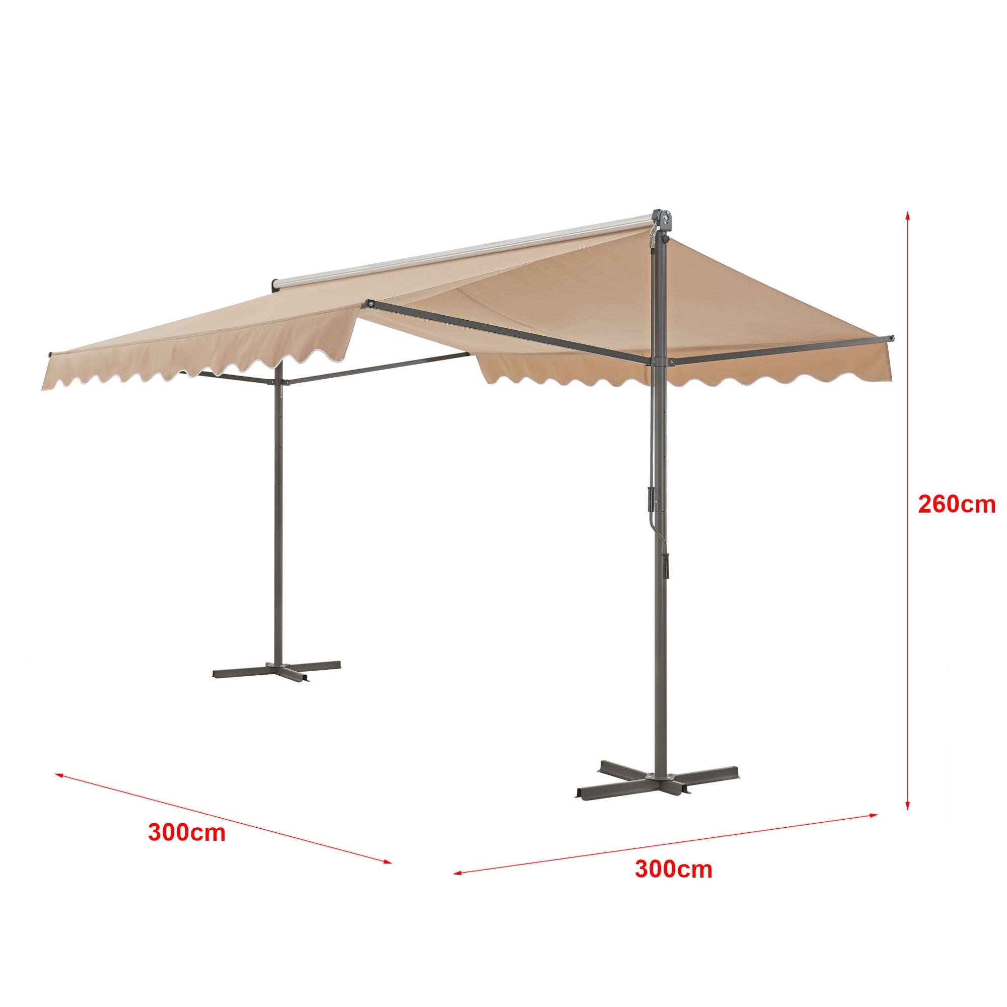 Tenda da sole Autoportante 'Selenizza' (Lu x La x A) 300 x 300 x 260 cm Inclinazione Tenda Regolabile - color Sabbia