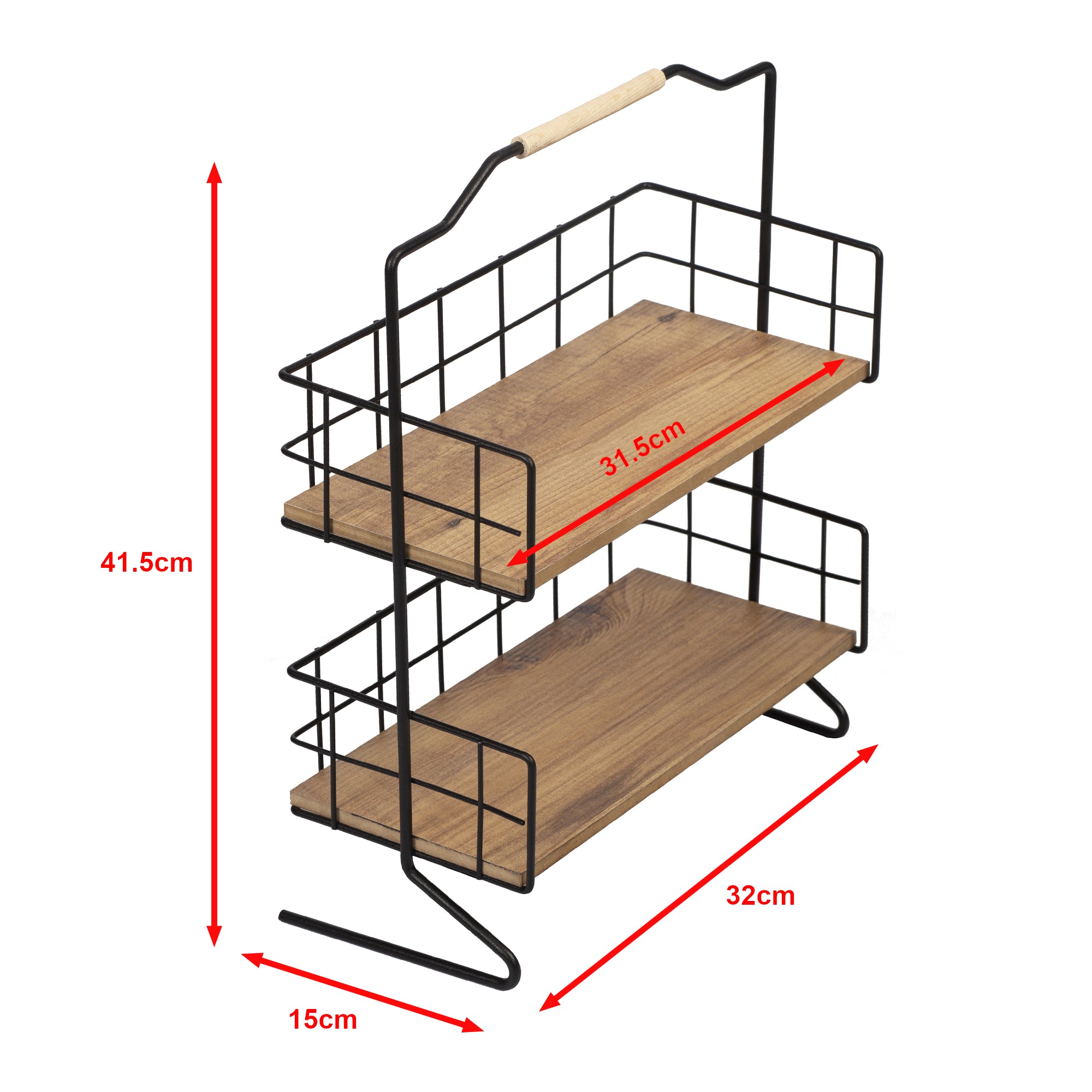 Scaffale Autoportante 'Sallingsund' Organizzatore Decorativa in Metallo con 2 Ripiani in MDF Portaoggetti per Bagno