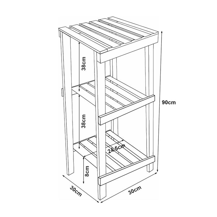 Scaffale da Bagno Kinnula con 3 Ripiani a Doghe Legno di Pino Naturale 90 x 30 x 30 cm [en.casa]