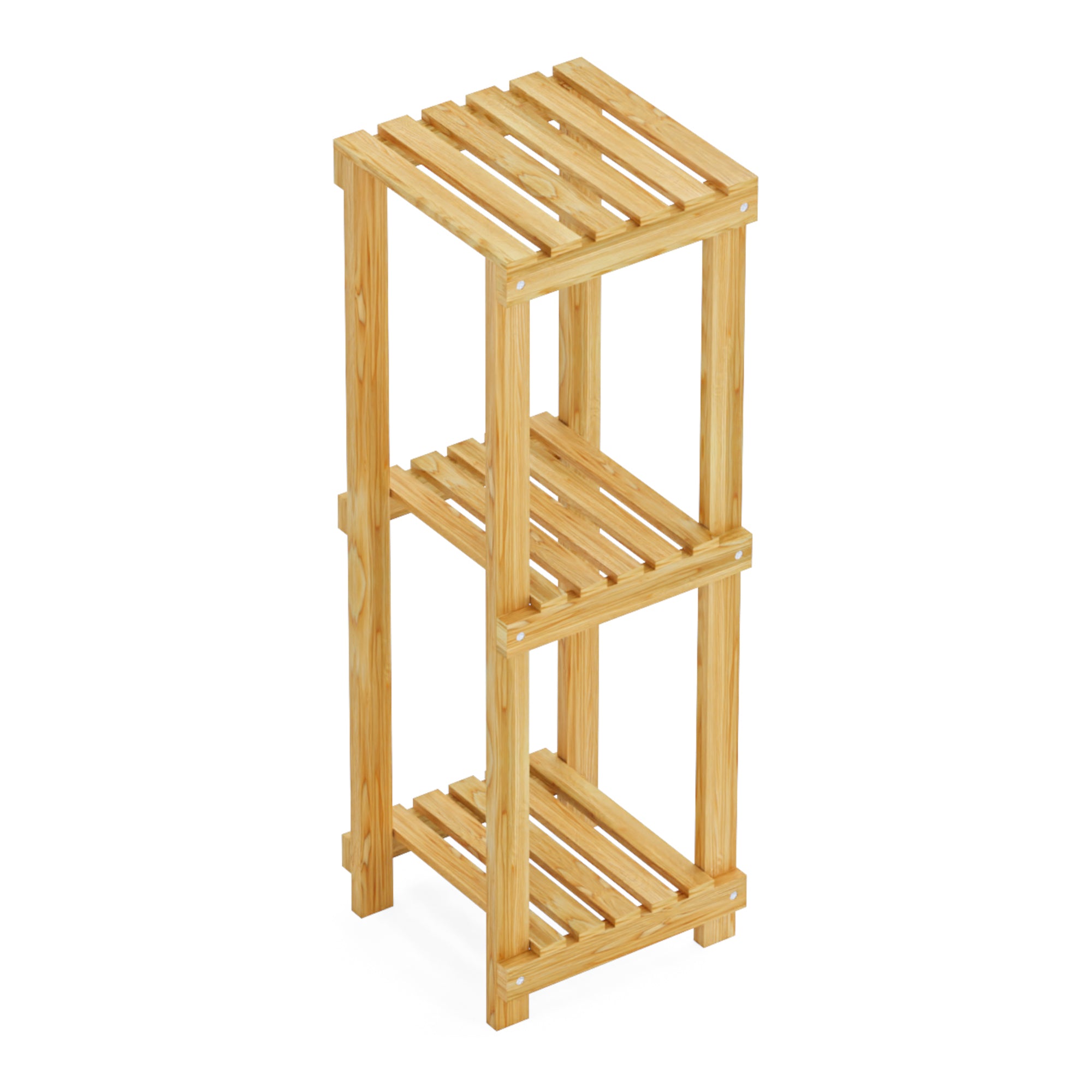 Scaffale da Bagno Kinnula con 3 Ripiani a Doghe Legno di Pino Naturale 90 x 30 x 30 cm [en.casa]