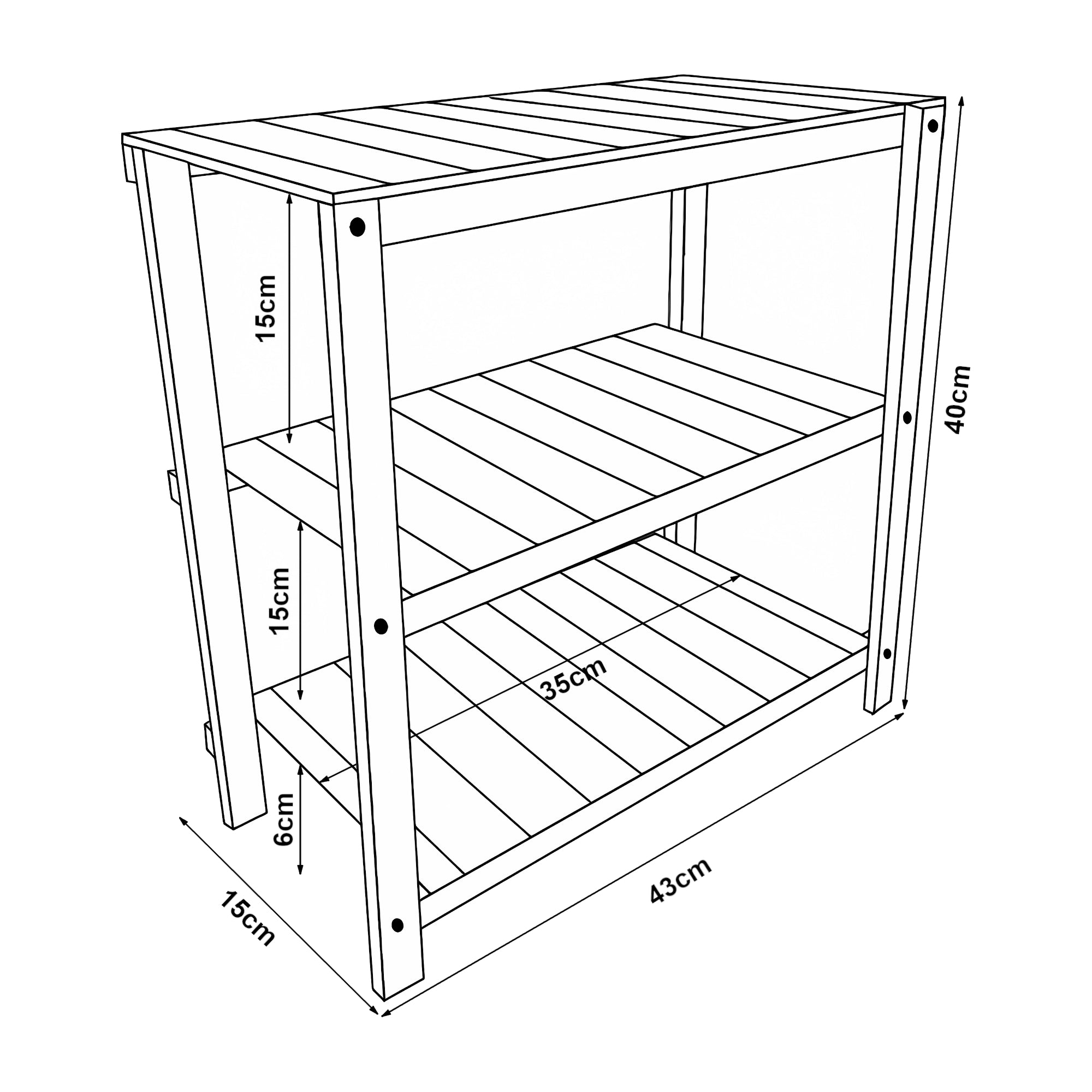 Scaffale Autoportante Multia a 3 Ripiani Portaspezie 40 x 43 x 15 cm Legno di Pino Tinto [en.casa]