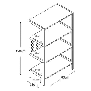 Scaffale Dønna Libreria 120 x 63 x 28 cm Nero /Effetto Legno [en.casa]