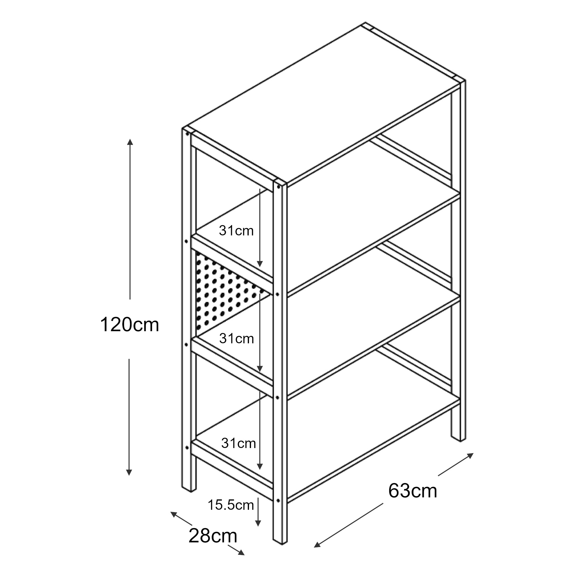 Scaffale Dønna Libreria 120 x 63 x 28 cm Nero /Effetto Legno [en.casa]