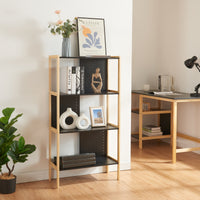 Scaffale Dønna Libreria 120 x 63 x 28 cm Nero /Effetto Legno [en.casa]