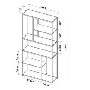 Scaffale da Terra Vehmaa in Acciaio Nero opaco 188 x 90 x 30 cm [en.casa]