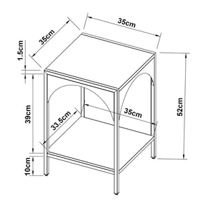 Tavolino Akaa con Scomparto Aperto Arcuato 52 x 35 x 35 cm Bianco [en.casa]