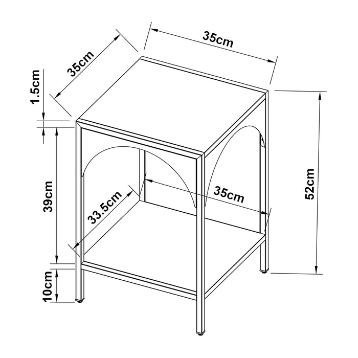 Tavolino Akaa con Scomparto Aperto Arcuato 52 x 35 x 35 cm Bianco [en.casa]