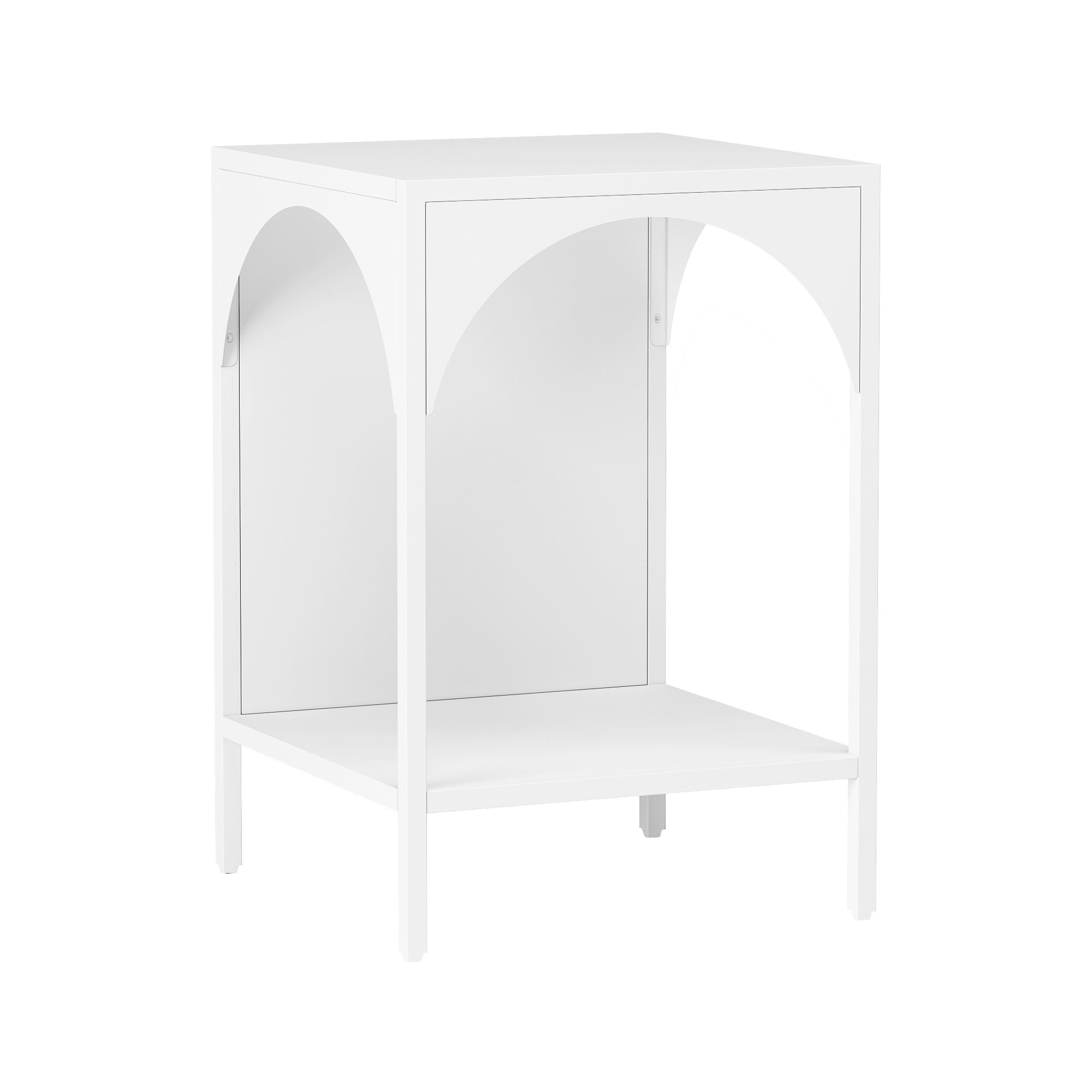 Tavolino Akaa con Scomparto Aperto Arcuato 52 x 35 x 35 cm Bianco [en.casa]