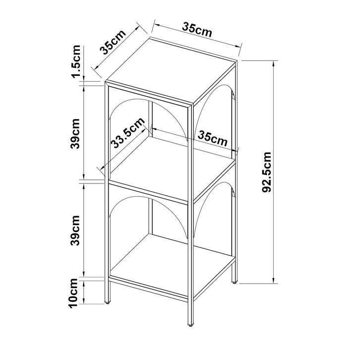 Scaffale Akaa con Scomparti Aperti Arcuati 92,5 x 35 x 35 cm Bianco [en.casa]