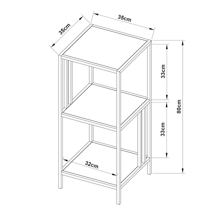 Scaffale Basso Kumlinge in Acciaio a 3 Ripiani Quadrati 80 x 35 x 35 cm Bianco [en.casa]