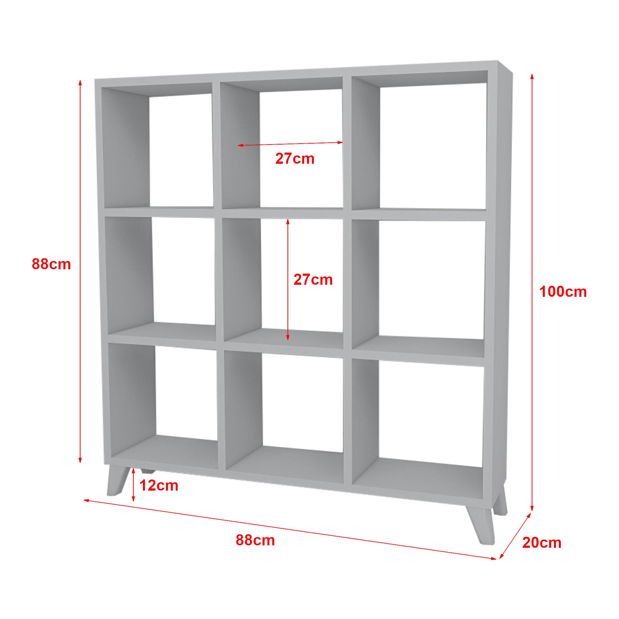 Libreria 'Svedala' Scaffale da Terra con 9 Scomparti Aperti a Forma di Cubo Mobile Espositore - Bianco [en.casa]