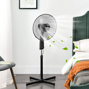 Ventilatore a Piantana con 3 Velocità¡ Altezza Regolabile max 120 cm Modalità¡ Oscillazione Motore 50W - Nero