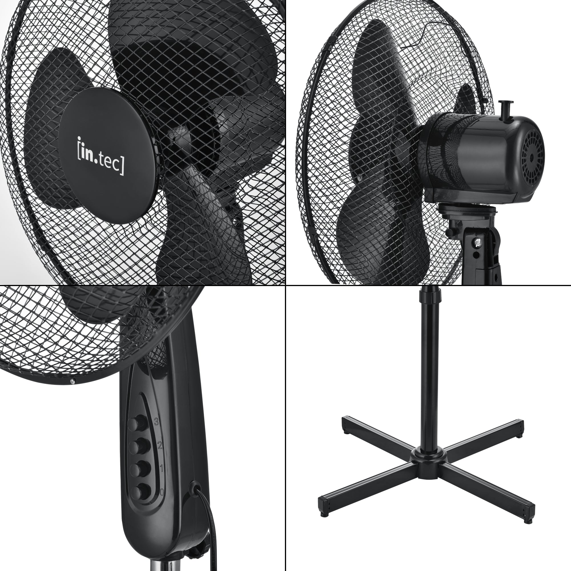 Ventilatore a Piantana con 3 Velocità¡ Altezza Regolabile max 120 cm Modalità¡ Oscillazione Motore 50W - Nero