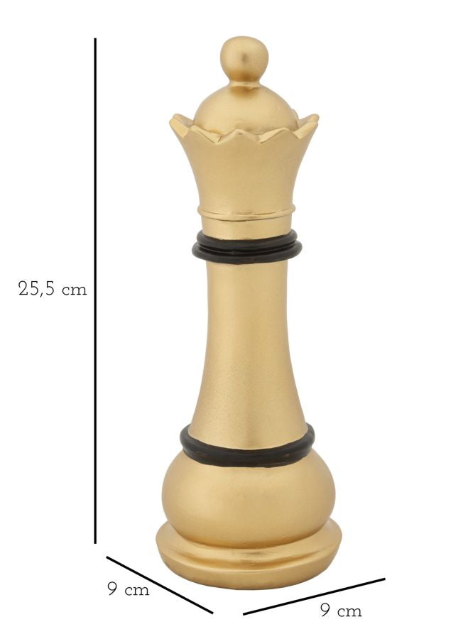 Statua Regina scacchi oro bordino nero, poliresina diam 9x25,5cm