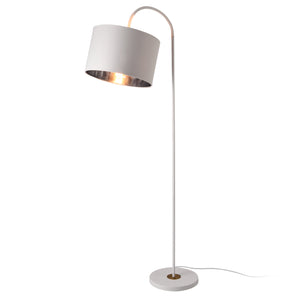 Lampada da Terra con Testa Inclinabile Base in Metallo Paralume in Tessuto E27 60W Piantana a Terra - Bianco