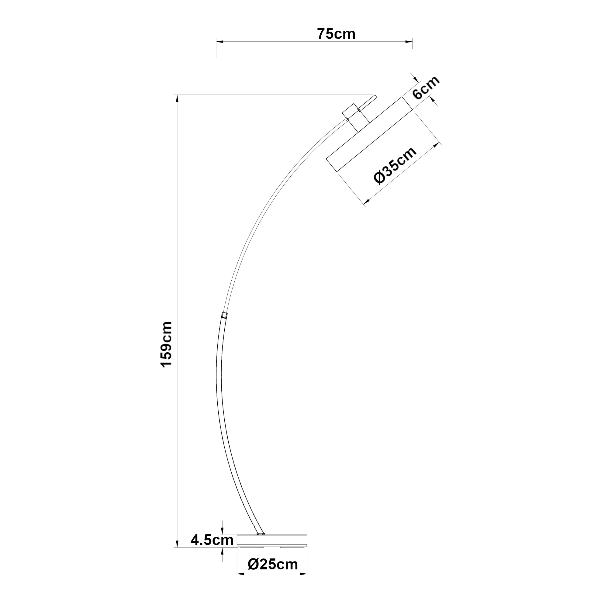 Lampada da Terra Stafford ad Arco Paralume a Cilindro Basso - Grigio - lux.pro