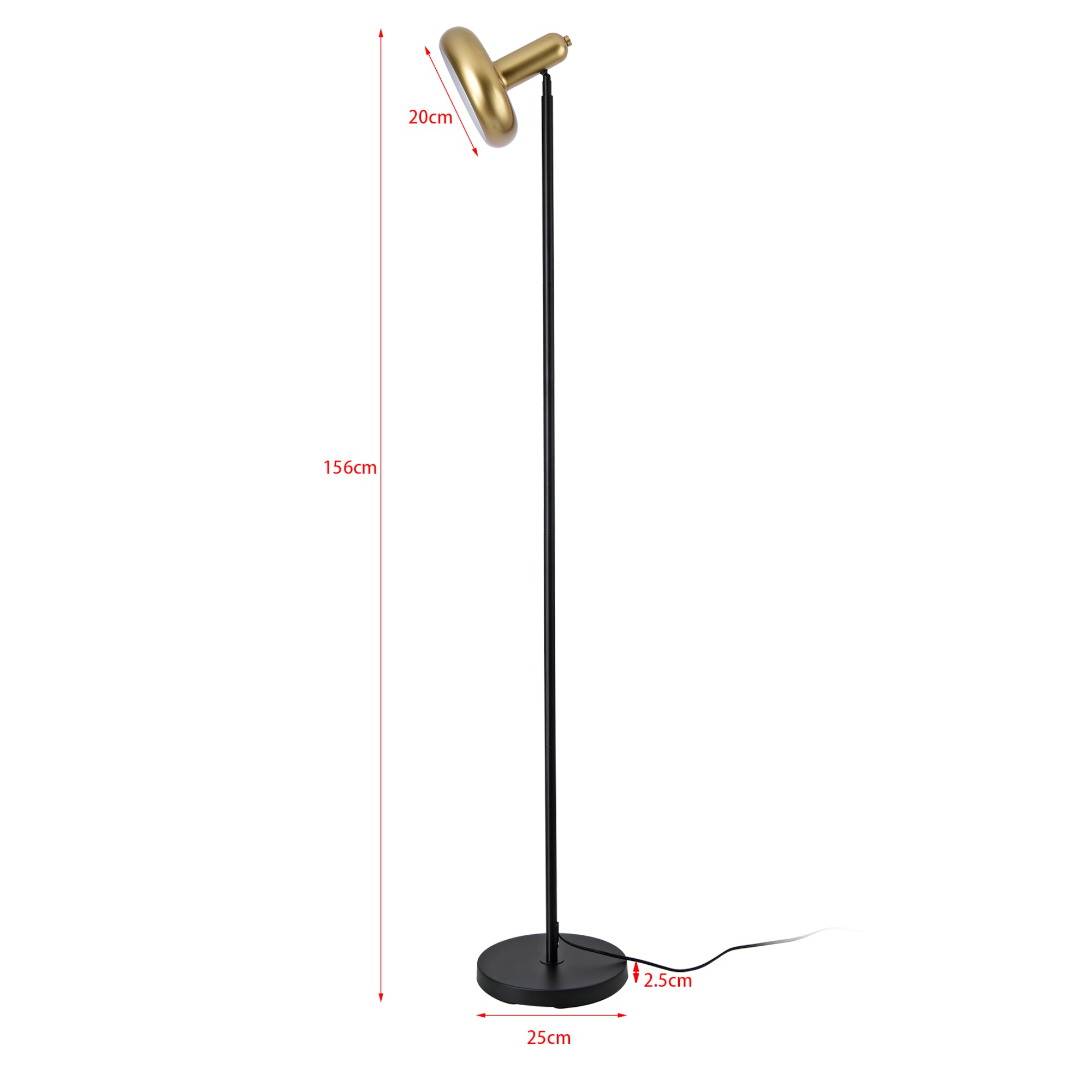 Lampada da Terra Namsos a Luce Diretta Alta 156 cm Nero / color Oro lux.pro