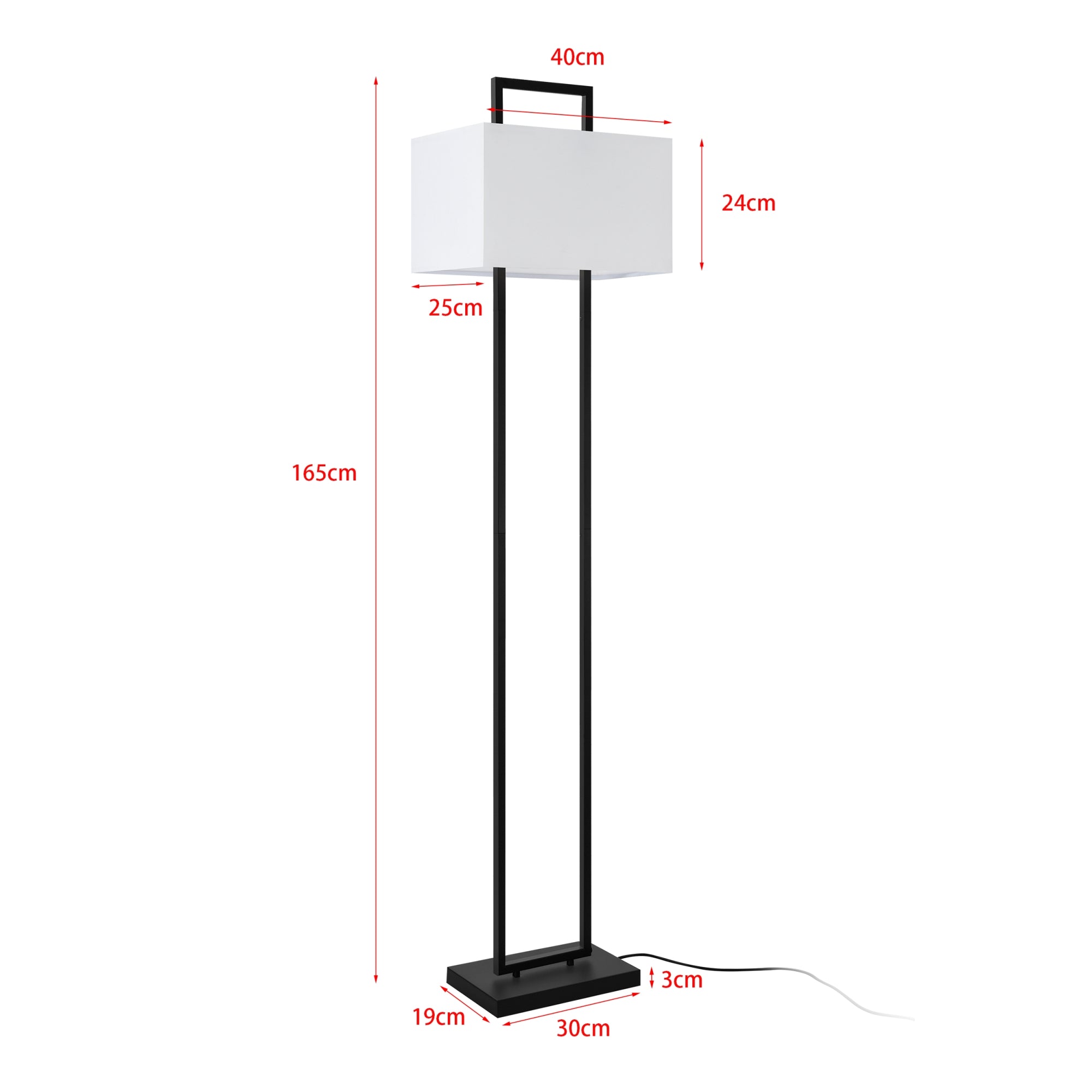 Lampada da Terra Sigdal con Paralume Rettangolare in Tessuto Bianco - lux.pro