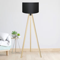 Lampada da Terra 'Newport' - Altezza 140 cm - Piantana Tripode Lampada a Treppiedi con Paralume in PVC / Tessuto - Nero