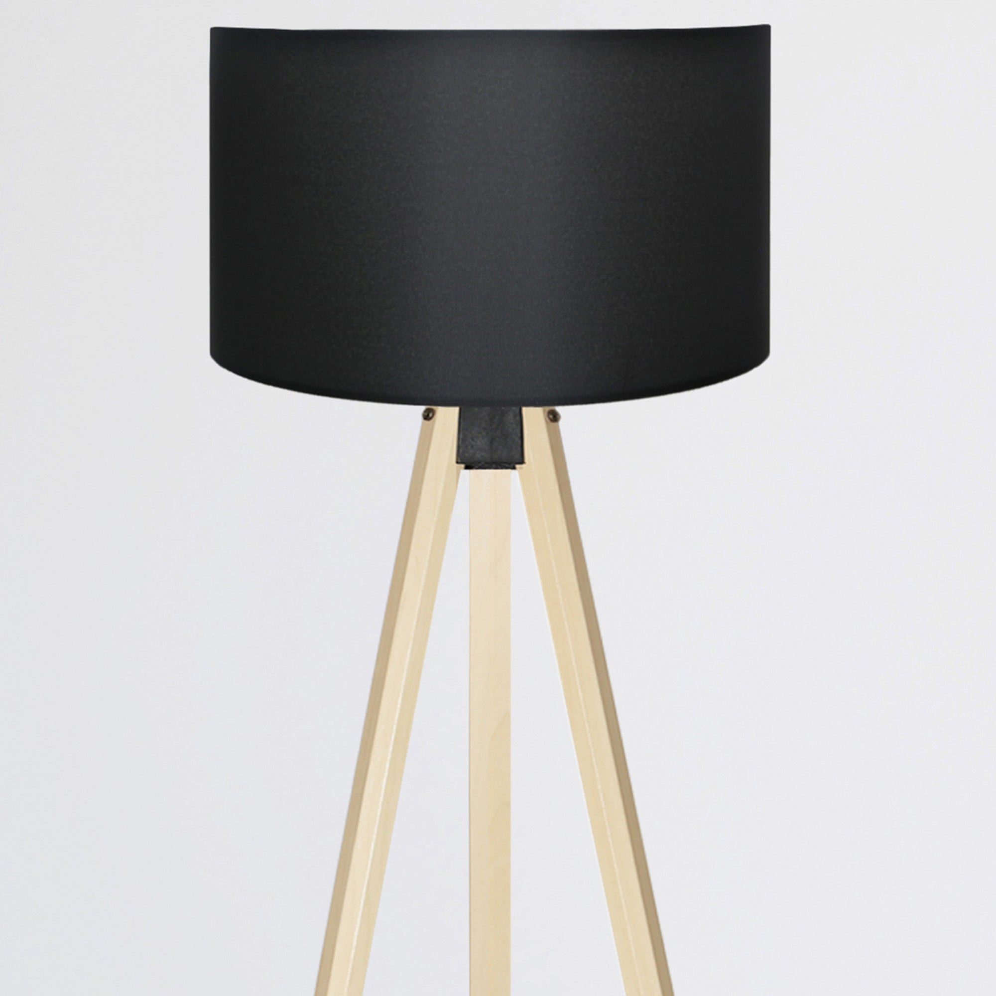 Lampada da Terra 'Newport' - Altezza 140 cm - Piantana Tripode Lampada a Treppiedi con Paralume in PVC / Tessuto - Nero