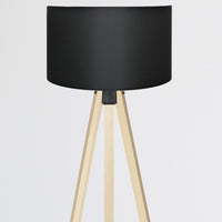 Lampada da Terra 'Newport' - Altezza 140 cm - Piantana Tripode Lampada a Treppiedi con Paralume in PVC / Tessuto - Nero