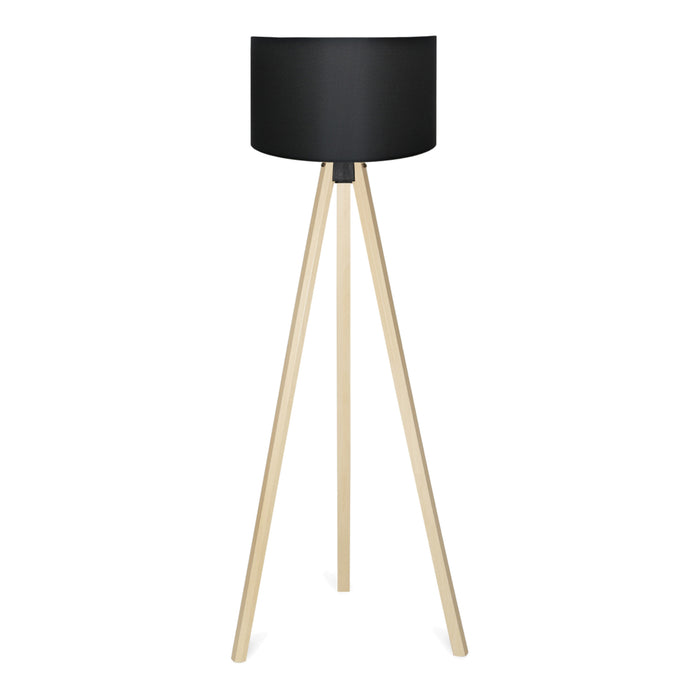 Lampada da Terra 'Newport' - Altezza 140 cm - Piantana Tripode Lampada a Treppiedi con Paralume in PVC / Tessuto - Nero