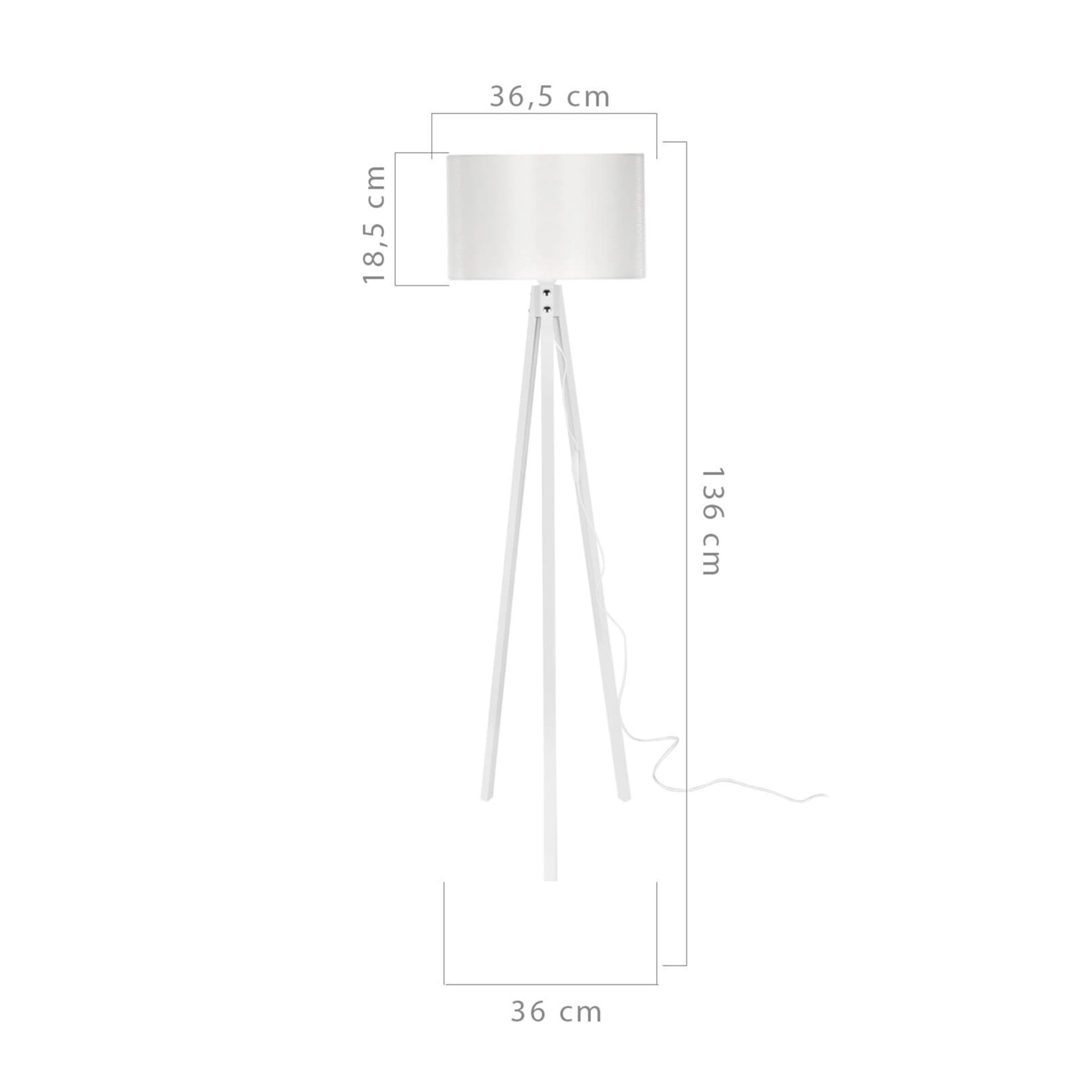 Lampada da Terra 'Rochester' a Treppiedi con Paralume in Tessuto/PVC - Bianco [lux.pro]