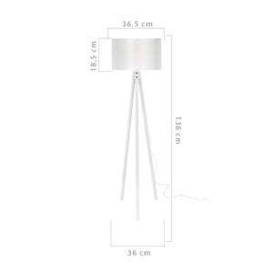 Lampada da Terra 'Rochester' a Treppiedi con Paralume in Tessuto/PVC - Bianco [lux.pro]