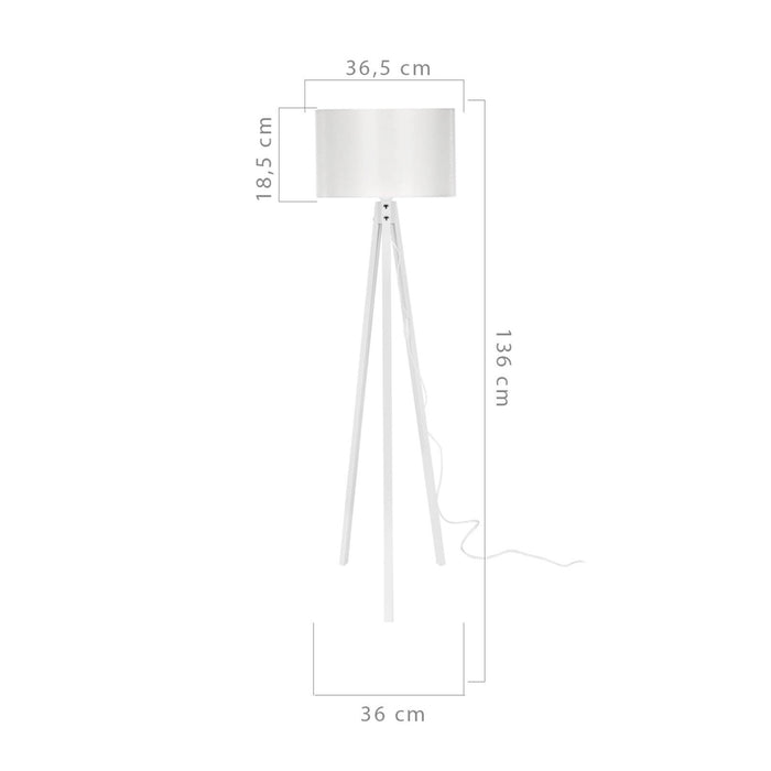 Lampada da Terra 'Rochester' a Treppiedi con Paralume in Tessuto/PVC - Bianco [lux.pro]