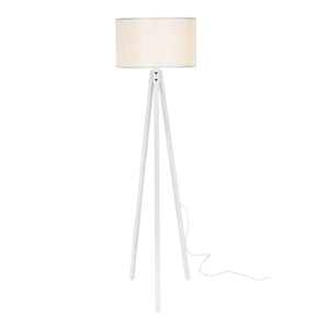 Lampada da Terra 'Rochester' a Treppiedi con Paralume in Tessuto/PVC - Bianco [lux.pro]