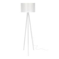 Lampada da Terra 'Rochester' a Treppiedi con Paralume in Tessuto/PVC - Bianco [lux.pro]