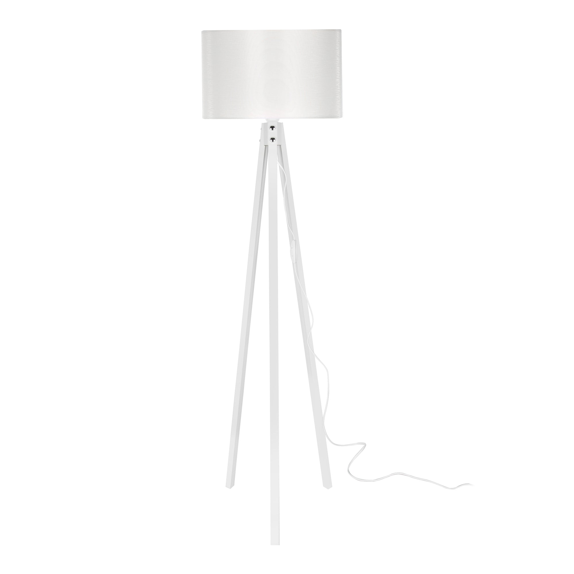 Lampada da Terra 'Rochester' a Treppiedi con Paralume in Tessuto/PVC - Bianco [lux.pro]